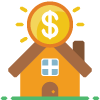 illustration of coin on top of house