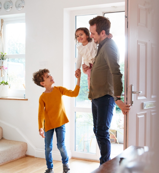 A father playing with kids
